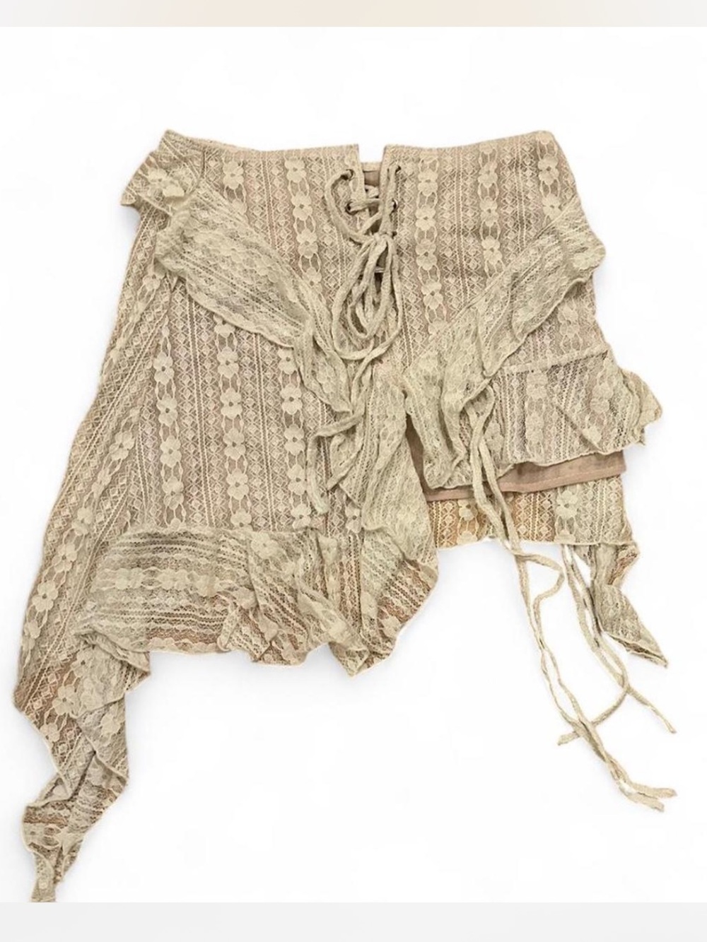 Boho Lace Tie-Front Strapless Top